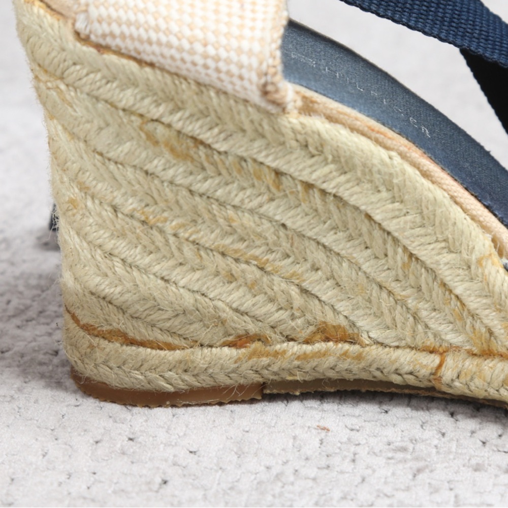 🎤🎉 Tommy Hilfiger “Tiffany” Canvas Strappy Espradille Wedge Shoes Sz 7.5 - Picture 9 of 9
